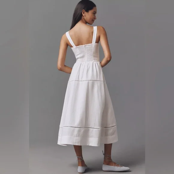 Reformation Everett Linen Dress in White - Picture 3 of 10